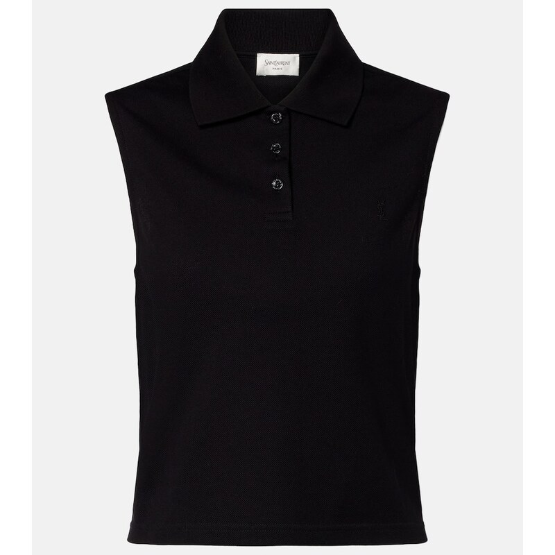 Saint Laurent Cassandre cotton piquÃ top