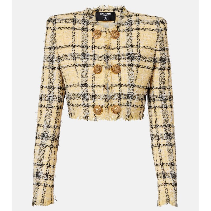 Balmain Cropped sequined tweed jacket