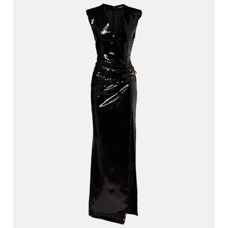 Balmain Chain-detail sequined gown