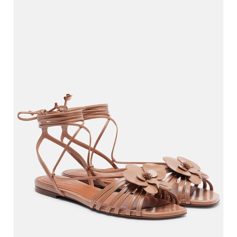 Zimmermann Orchid floral-appliquÃ leather sandals