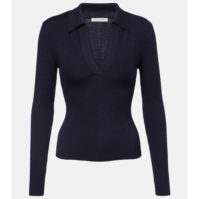 Emilia Wickstead Austin ribbed-knit wool polo sweater