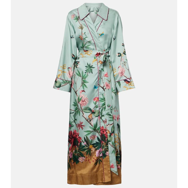 La DoubleJ Midnight floral silk wrap dress
