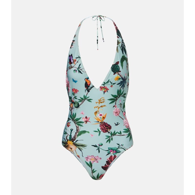 La DoubleJ Printed halterneck swimsuit