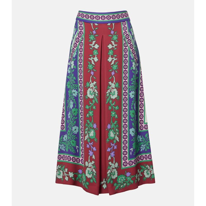 La DoubleJ Santa Monica printed satin midi skirt