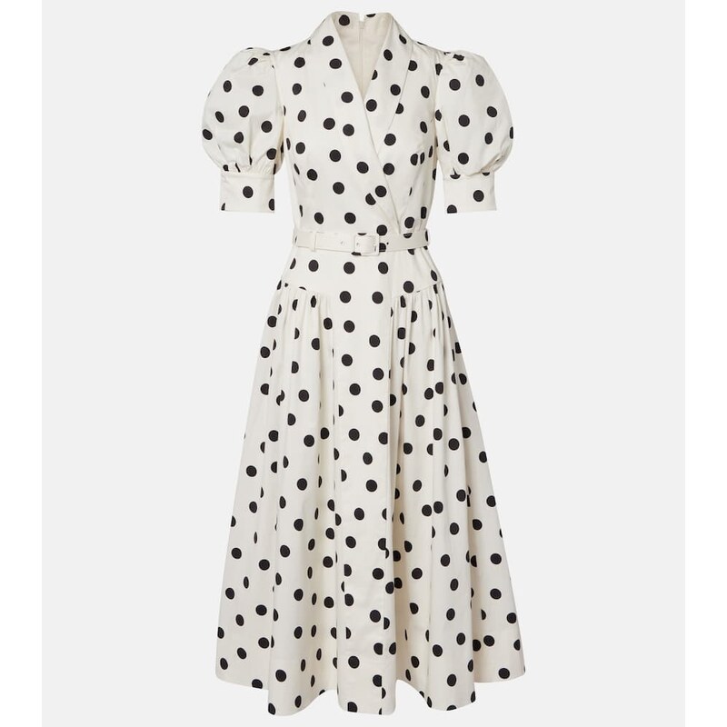 Rebecca Vallance Maisie polka-dot cotton-blend midi dress