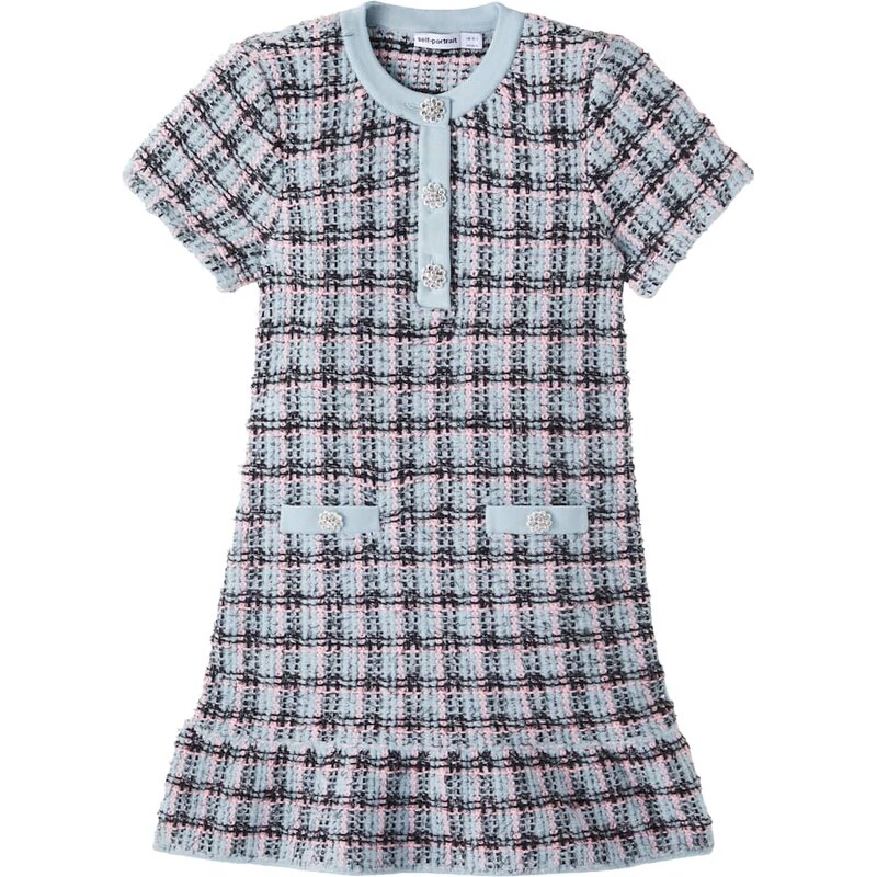 Self-Portrait Kids Checked cotton-blend tweed dress