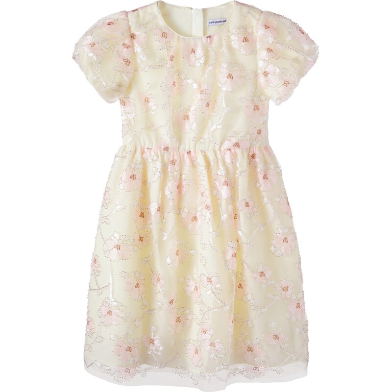 Self-Portrait Kids Embellished floral tulle dress