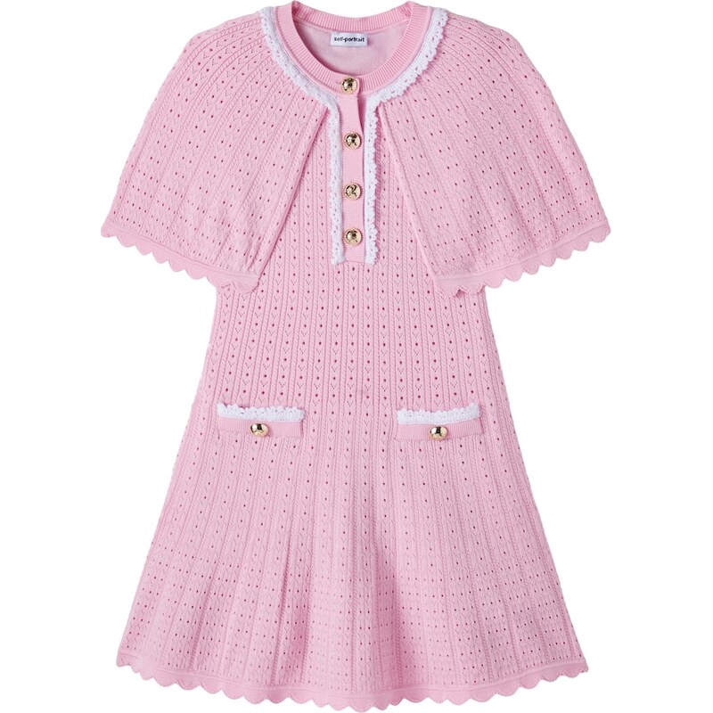 Self-Portrait Kids Caped pointelle dress