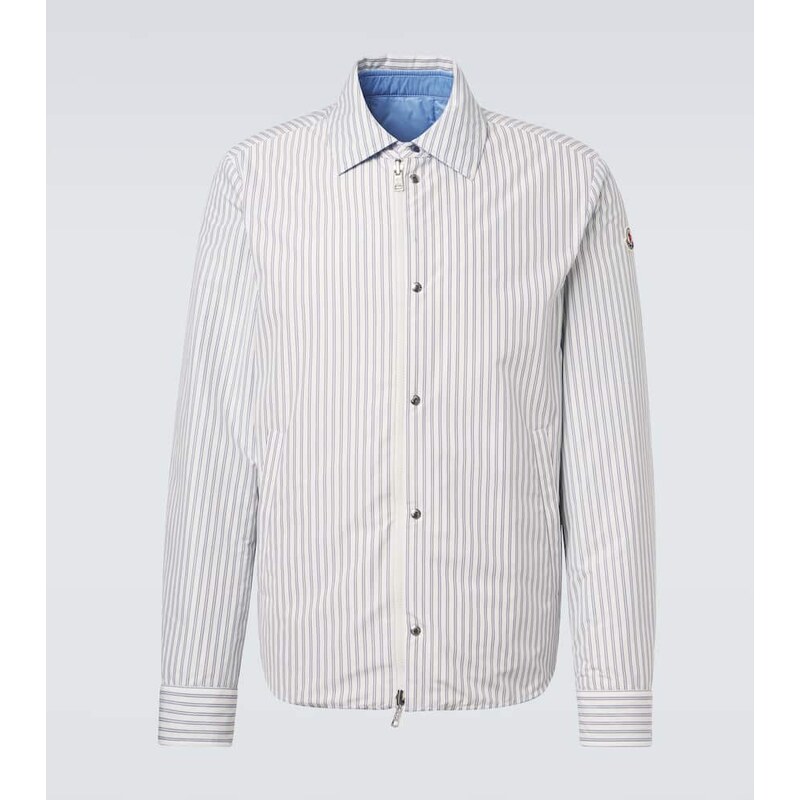 Reversibilní košilová bunda Moncler v barvě světlé modré a bílé