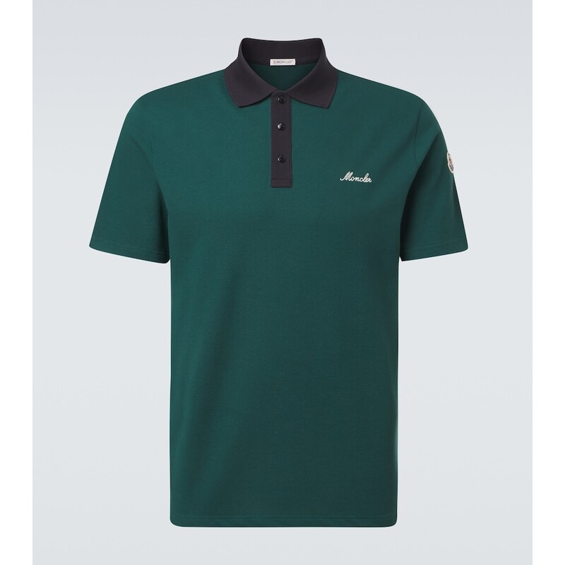 Moncler Embroidered cotton piquÃ polo shirt