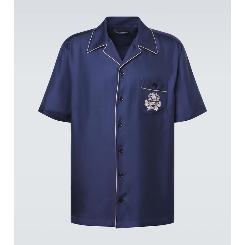 Dolce&Gabbana Logo silk satin bowling shirt