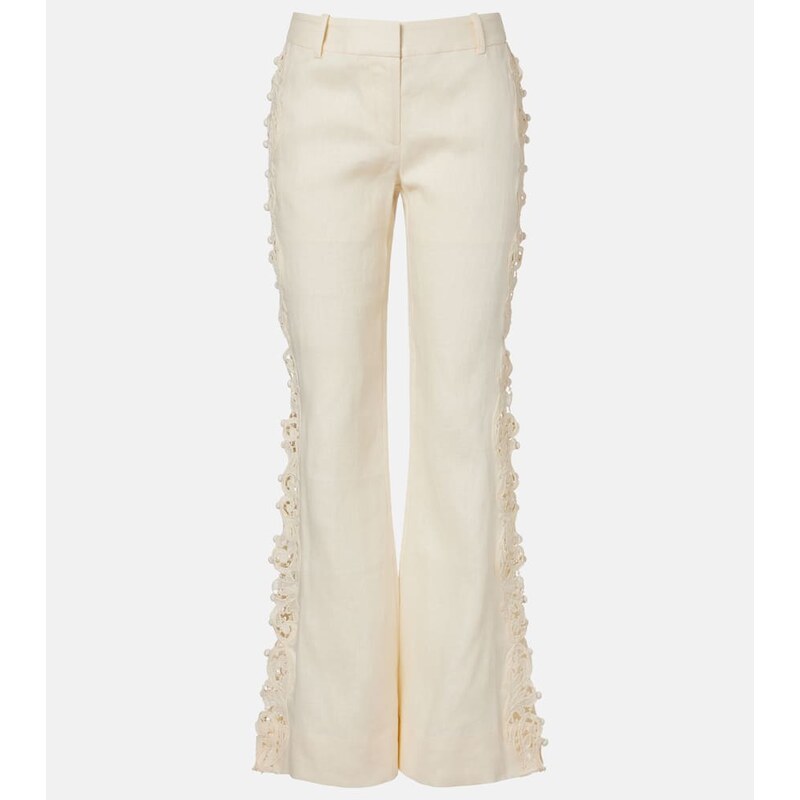 Zimmermann Awaken embroidered linen flared pants