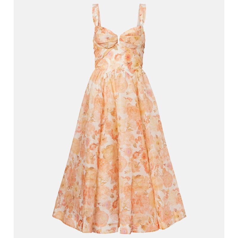 Zimmermann Rebellion floral linen and silk midi dress