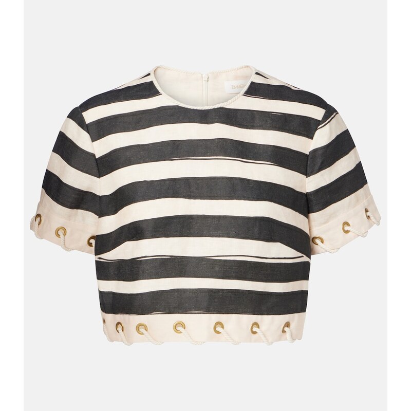 Zimmermann Rebellion striped linen crop top