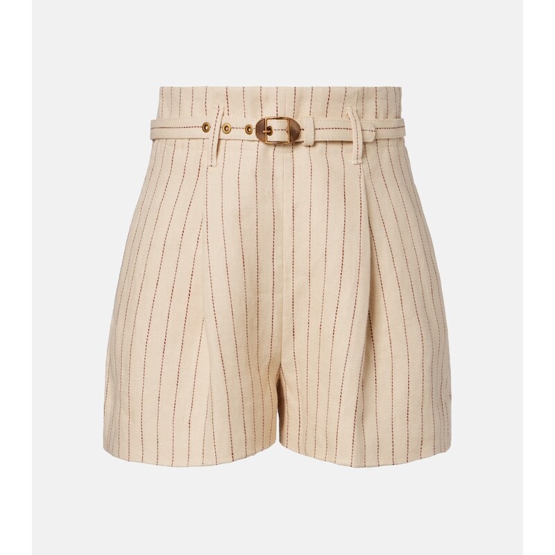 Zimmermann Striped belted linen shorts