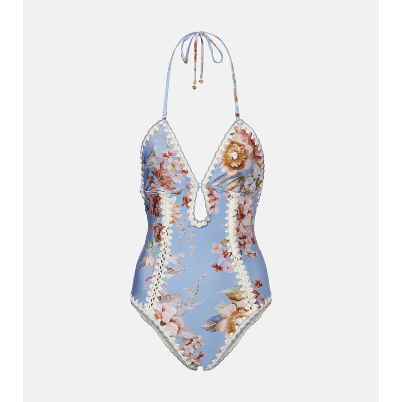 Zimmermann Awaken floral crochet-trimmed swimsuit