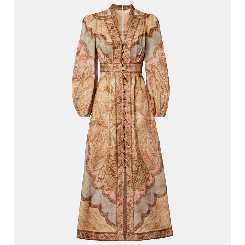 Zimmermann Wanderlust printed linen shirt dress