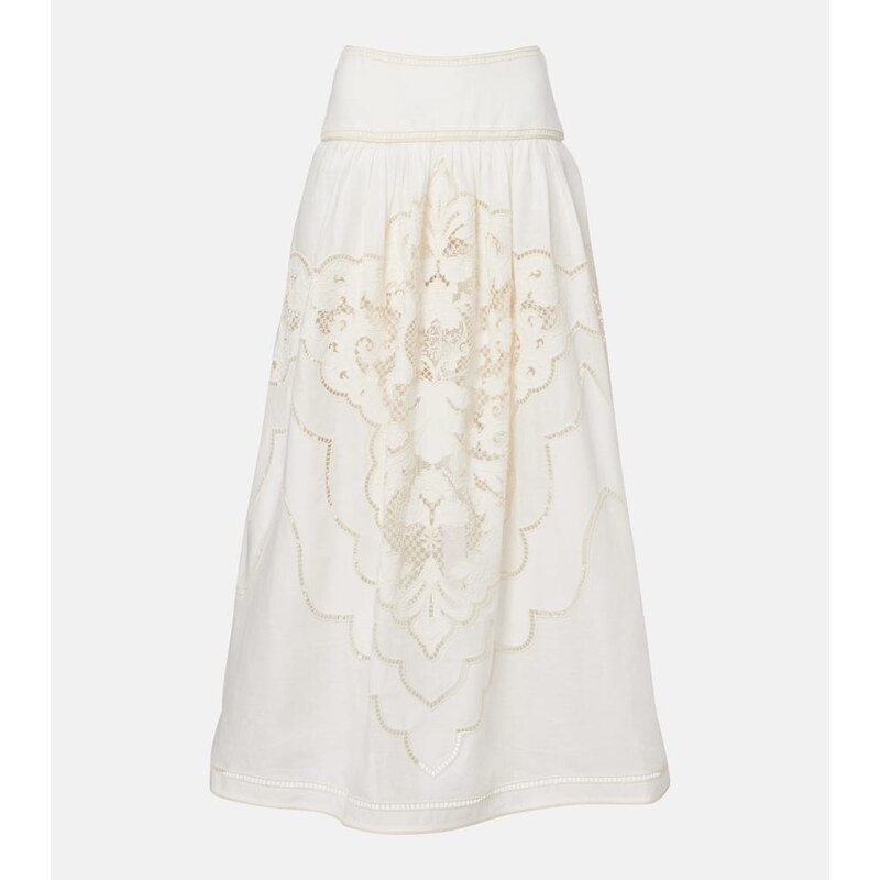 Zimmermann Daylight embroidered linen maxi skirt