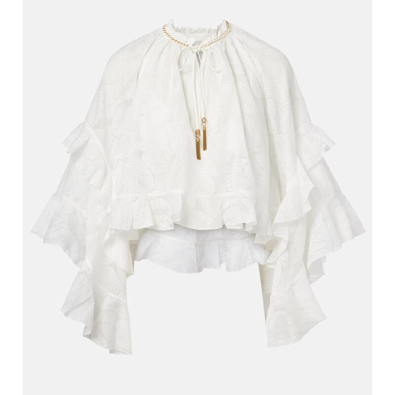 Dámská halenka s ruffles v barvě ivory