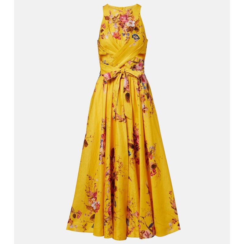 Zimmermann Patience floral cutout linen midi dress