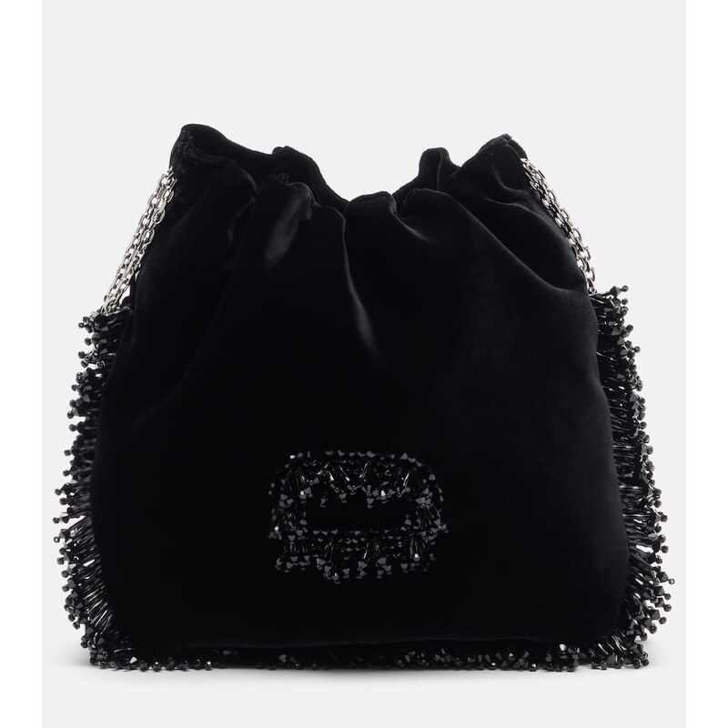 Roger Vivier Pilgrim Mini beaded velvet bucket bag
