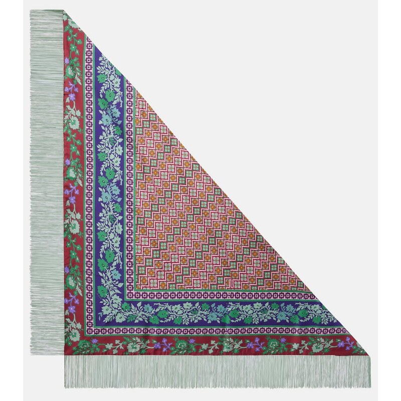 La DoubleJ Fringed printed silk twill scarf