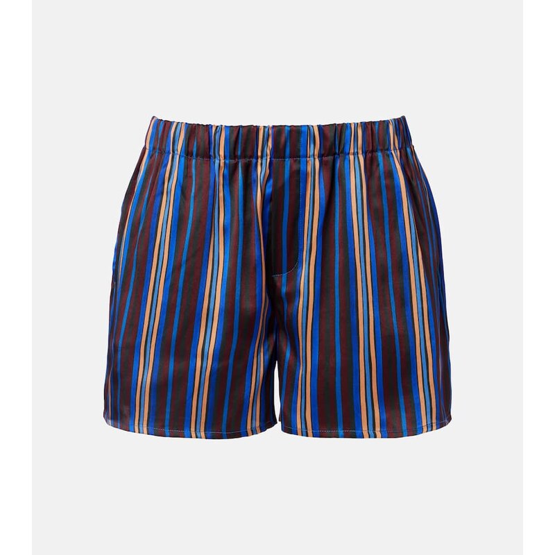 Asceno Franca striped silk charmeuse pajama shorts
