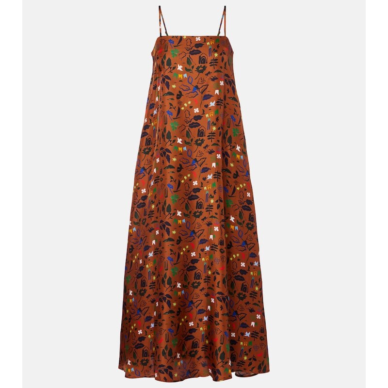 Asceno Melfi printed silk twill midi dress