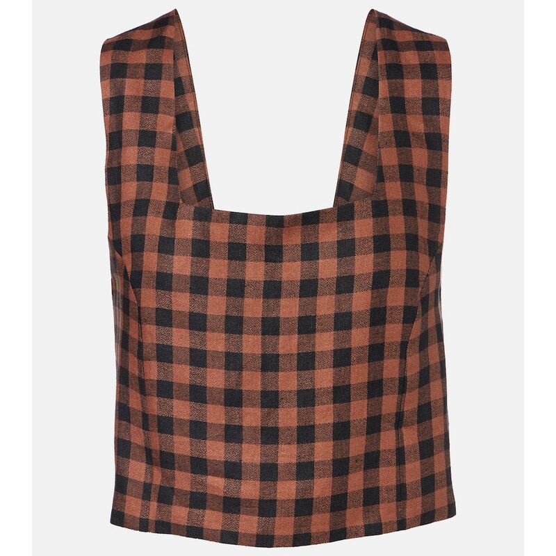 Asceno Checked linen top