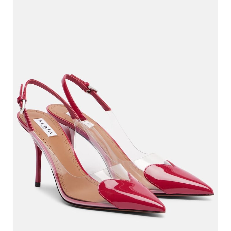 Alaia AlaÃ¯a Le CÅur 90 patent leather slingback pumps