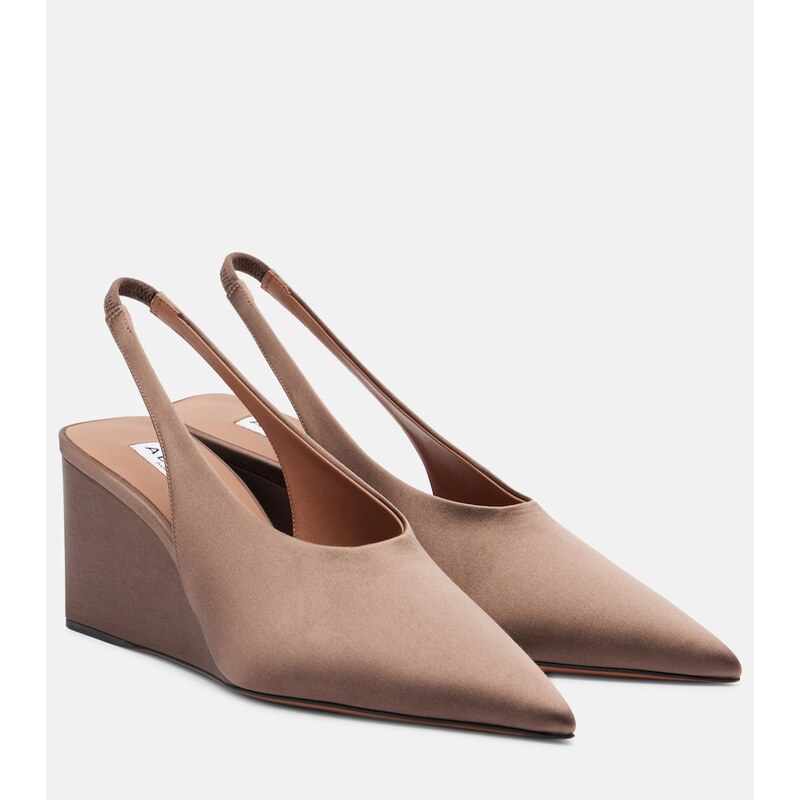 Alaia AlaÃ¯a Cube 75 satin slingback wedges