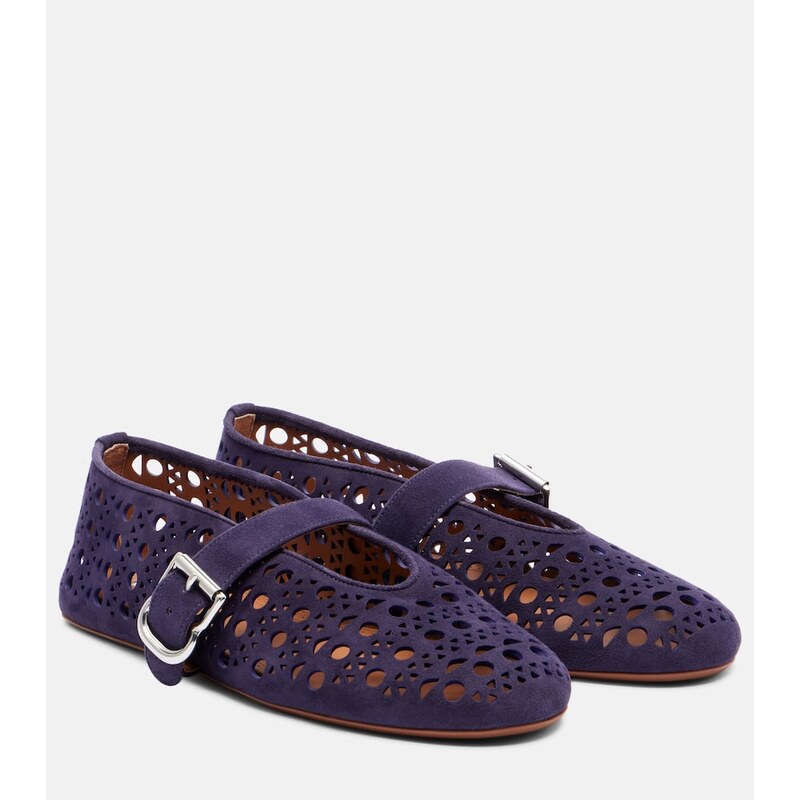 Alaia AlaÃ¯a Vienne suede ballet flats