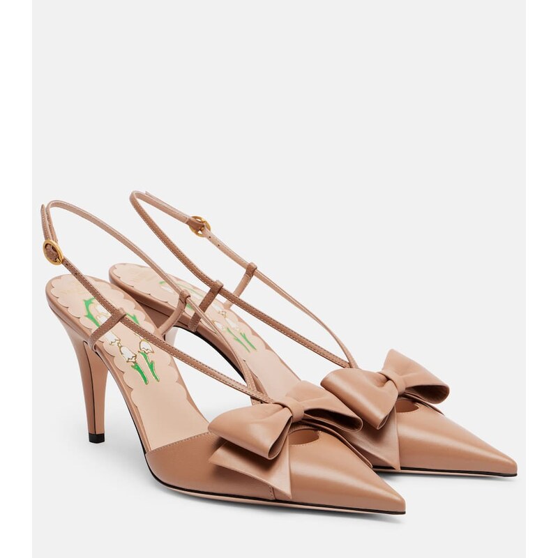 Valentino Garavani Bowow 85 leather slingback pumps