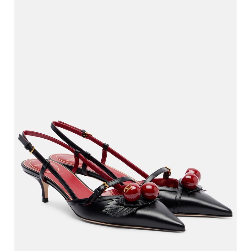 Valentino Garavani Cherryfic 45 leather slingback pumps