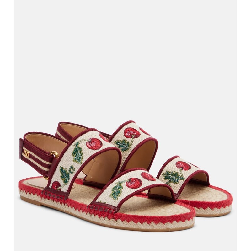 Valentino Garavani Leather-trimmed espadrille sandals