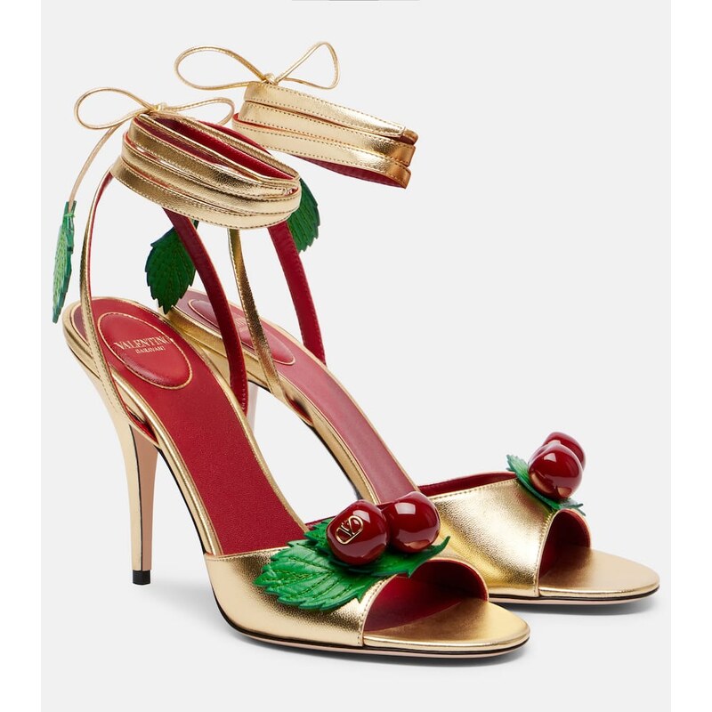 Valentino Garavani Cherryfic metallic leather sandals