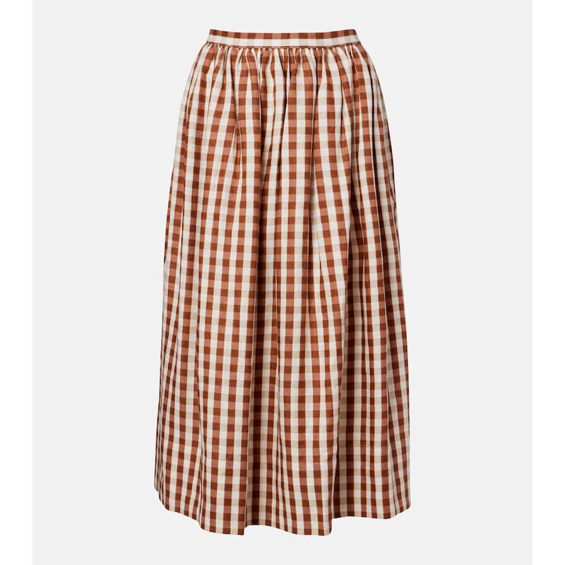 Faithfull Ida gingham linen midi skirt
