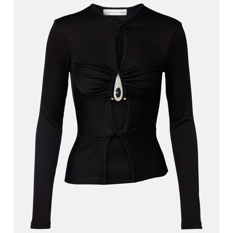 Christopher Esber Cutout ribbed-knit top