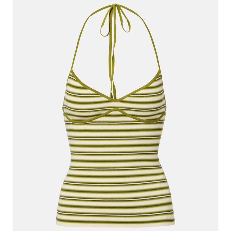 Faithfull Citara striped halterneck cotton-blend top