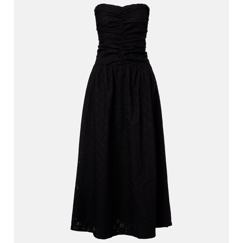 Faithfull Lia broderie anglaise ruched maxi dress