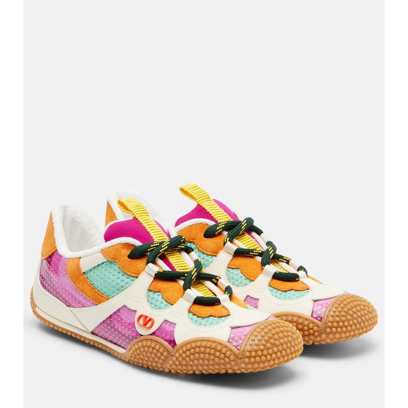 Valentino Garavani Amphibia leather-trimmed sneakers