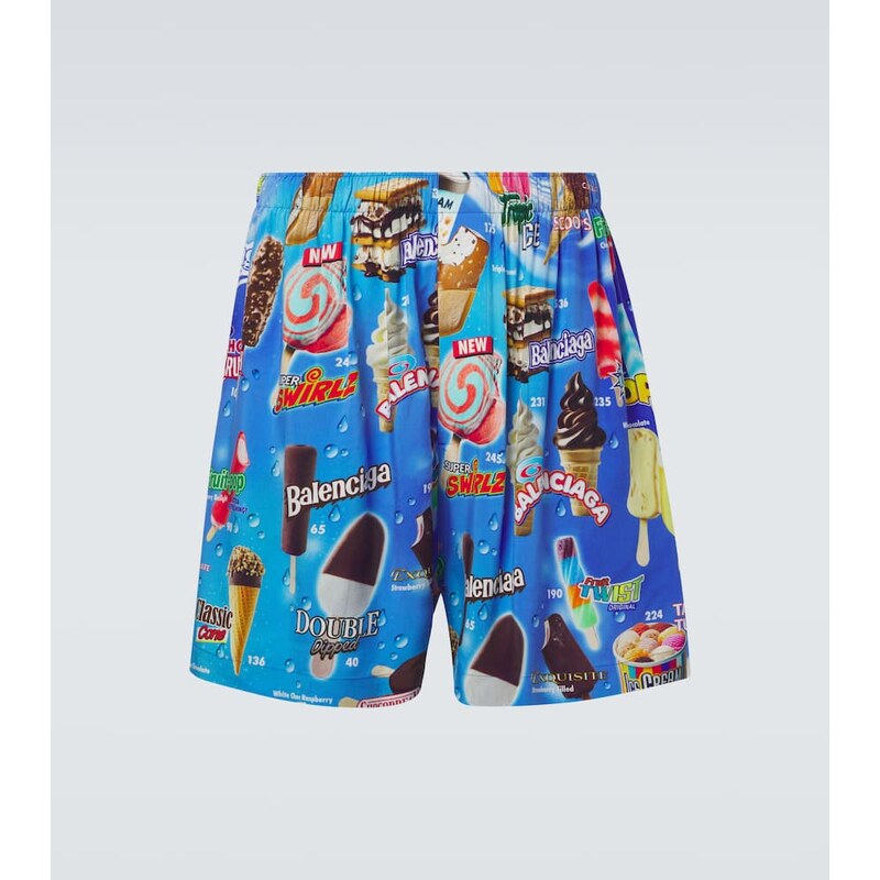 Balenciaga Printed satin shorts