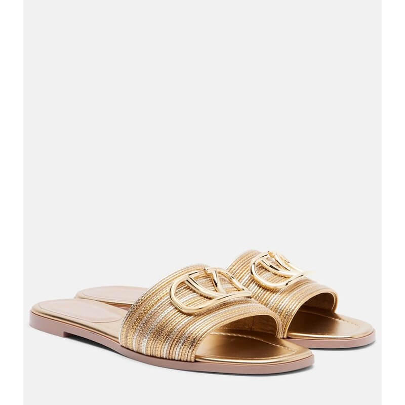 Valentino Garavani VLogo embroidered leather slides