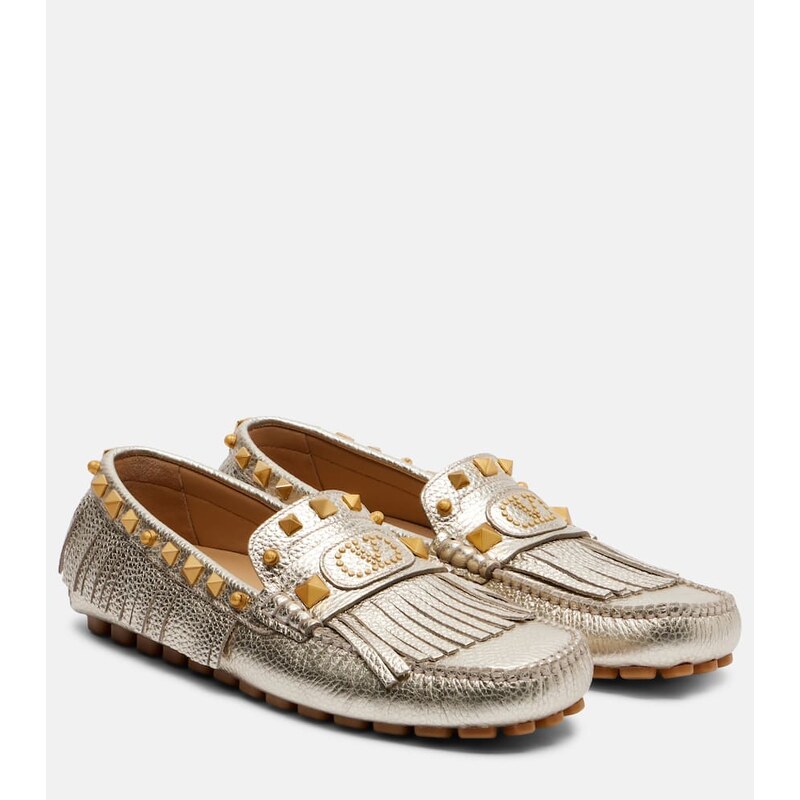 Valentino Garavani Plaster Caster metallic leather loafers
