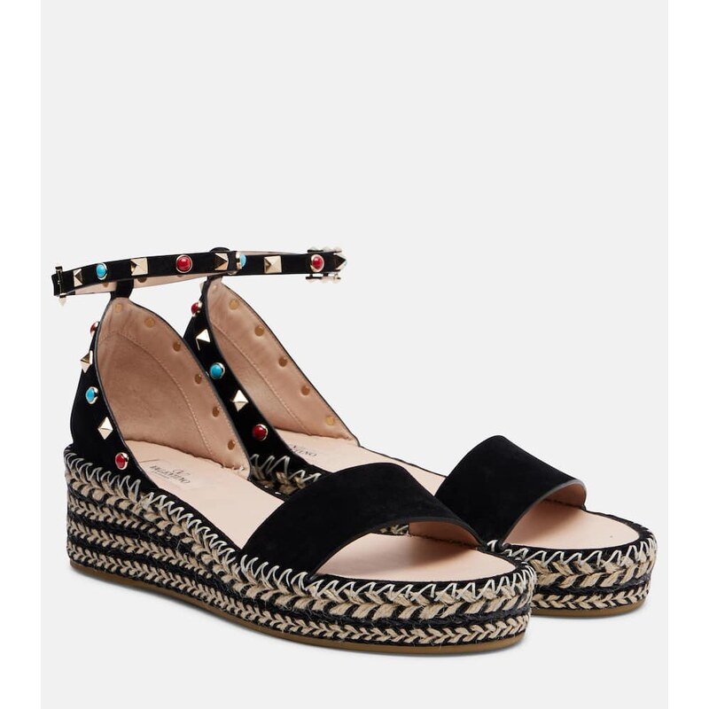 Valentino Garavani Rockstud suede espadrille sandals