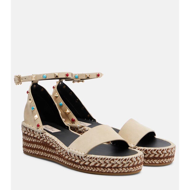 Valentino Garavani Rockstud suede espadrille sandals