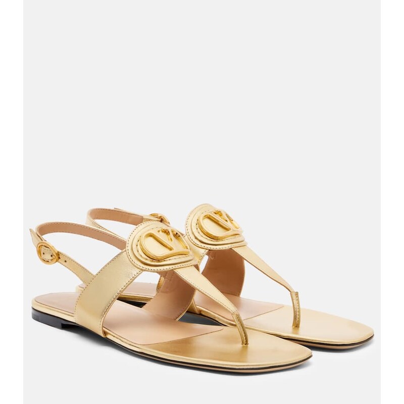 Valentino Garavani VLogo metallic leather thong sandals