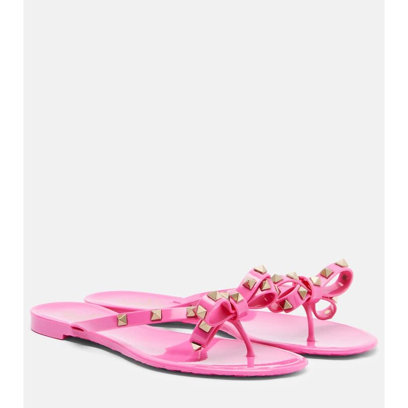 Valentino Garavani Rockstud bow-detail thong sandals
