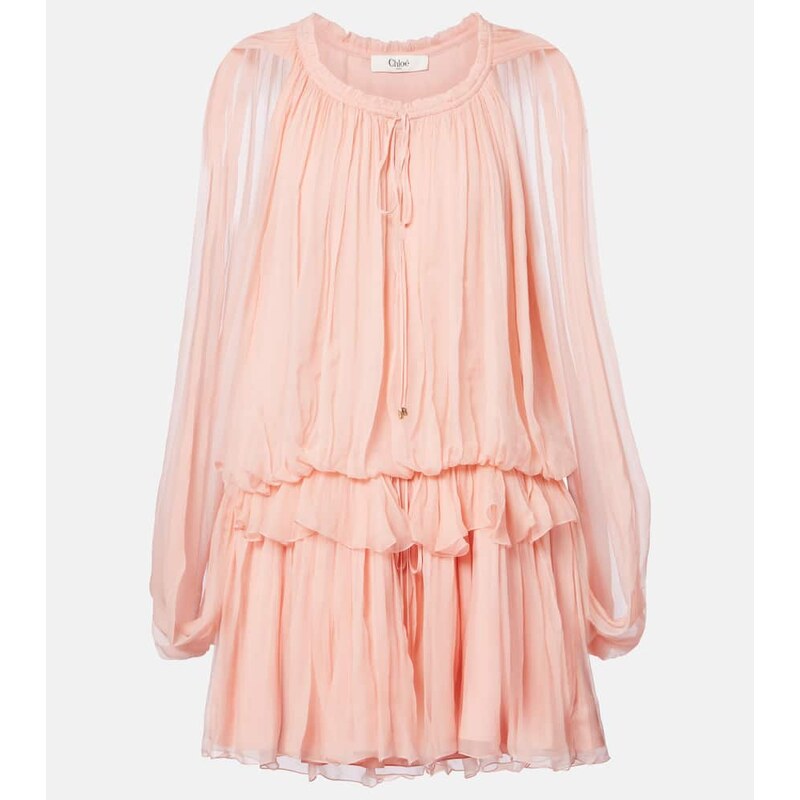 Chloe ChloÃ Caped ruffled silk muslin minidress