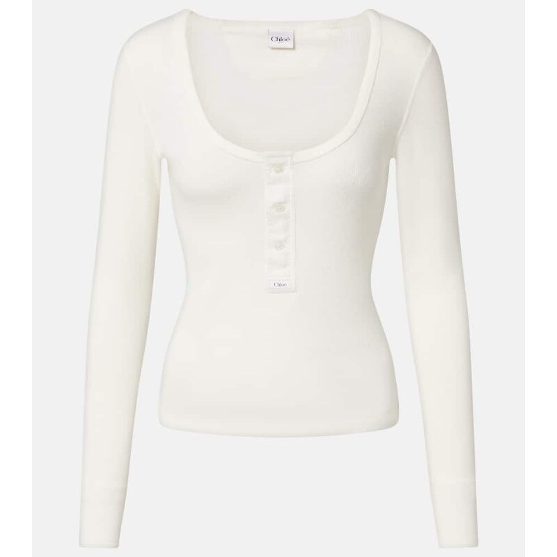 Chloe ChloÃ Cotton jersey Henley shirt